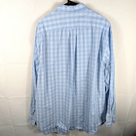 Roundtree & Yorke 2XLT Blue Check Long Sleeve Button Front Shirt Cotton Men’s - Picture 3 of 3
